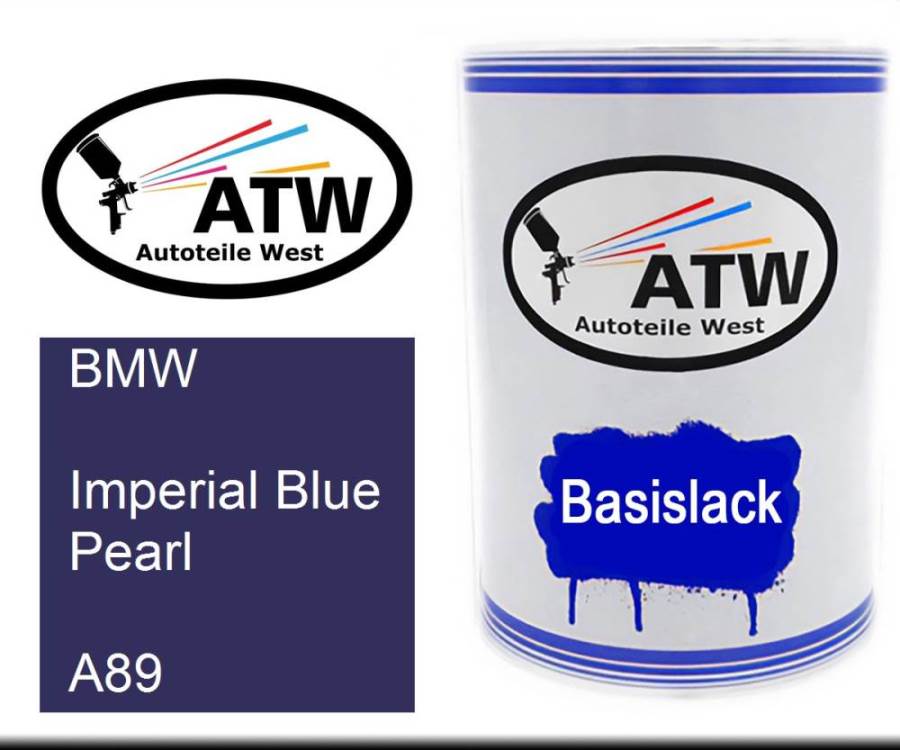 BMW, Imperial Blue Pearl, A89: 500ml Lackdose, von ATW Autoteile West.